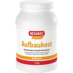 Große weiße Dose mit der Aufschrift "Aufbaukost Erdbeere".