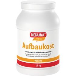 Weiße Dose mit Vanille-Aufbaukost-Pulver von Megamax, 1,5 kg.