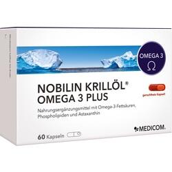 Verpackung von Nahrungsergänzungsmitteln mit Krillöl und Omega-3-Fettsäuren.
