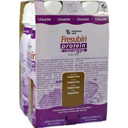 Viererpack von Fresubin Protein Energy Drink mit Cappuccino-Geschmack.