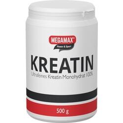 Weiße Dose mit der Aufschrift "Kreatin", 500 Gramm.
