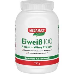 Weiße Dose mit Eiweißpulver, Bananengeschmack, 750 g.