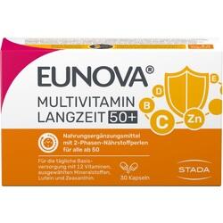 Verpackung von EUNOVA Multivitamin Langzeit 50+ mit 30 Kapseln für Personen über 50.