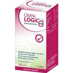 Verpackung von Omni Logic Apfelpektin mit veganem und glutenfreiem Hinweis.