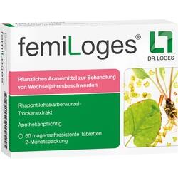 Eine Medikamentenpackung für pflanzliche Tabletten zur Linderung von Wechseljahresbeschwerden.