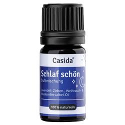 Flasche mit ätherischen Ölen zur Entspannung und besserem Schlaf.
